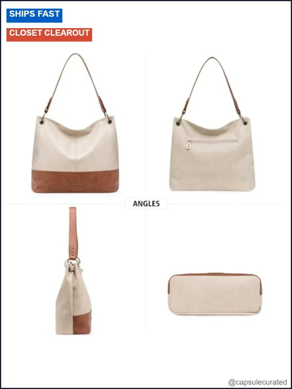 Faux Leather Hobo Bag Zip-Top Tote Handbag with Anti-Theft Pocket Daily Use